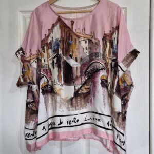 Pale Pink Silky Viral Pattern Top One Size fits sizes 18 20 22