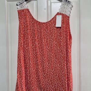 Orange Floral Lacy Sleeveless Top One Size fits sizes 18 20 22