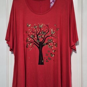 Ladies Red Tree of Life T-shirt One Size fits sizes 18 20 22 24
