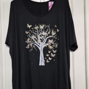 Ladies Black Tree of Life T-shirt One Size fits sizes 18 20 22 24