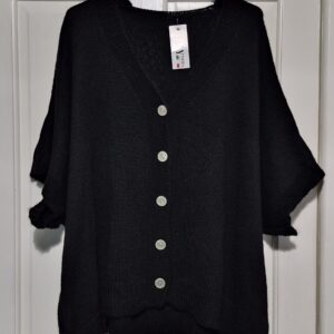 Black Lovely Button Down Short Sleeved Cardigan One Size fits sizes 18-24/26