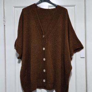 Brown Lovely Button Down Short Sleeved Cardigan One Size fits sizes 18-24/26