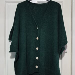 Dark Green Lovely Button Down Short Sleeved Cardigan One Size fits sizes 18-24/26