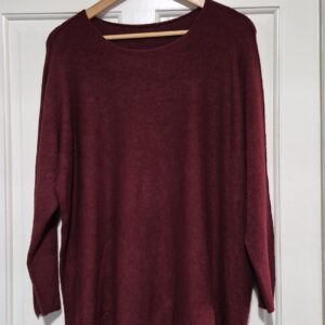 Wine Round Neck Soft Jumper One Size fits sizes 18 20 22/24