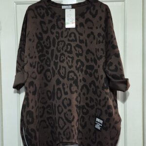Brown Leopard Print Zip Scuba Top One Size fits sizes 18 20 22 24
