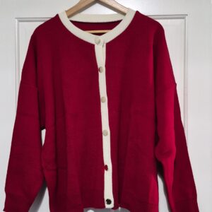 Red Chanel Inspired Cardigan One Size fits sizes 18 20 22