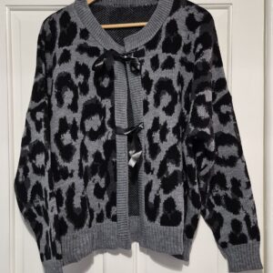 Grey Animal Print Cardigan One Size fits sizes 18 20 22
