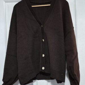 Brown Gold Button Cardigan One Size fits sizes 18 20 22