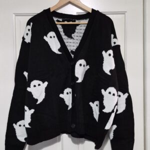 Black Ghost Print Cardigan One Size fits sizes 18 20 22