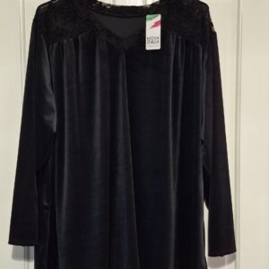 New Black Ladies Velvet Feel with Lacy Top One Size fits sizes 18 20 22
