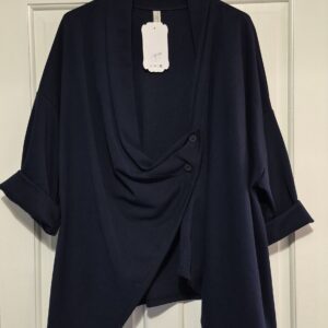 New Navy Blue Wrap Around Jacket One Size fits sizes 18 20 22/24