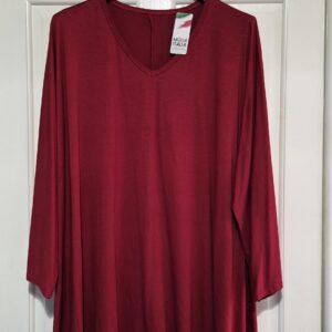 New Burgundy V Neck Top One Size fits sizes 18 20 22/24