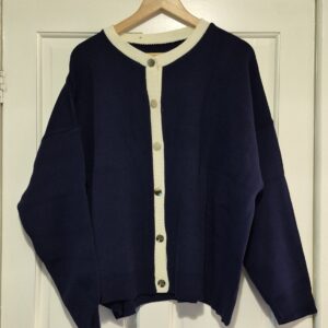 Navy Blue Chanel Inspired Cardigan One Size fits sizes 18 20 22